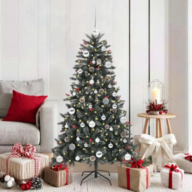 vidaXL Artificial Christmas Tree with Stand, Silver Balls Green 83.5 x 83.5 x 150 cm, Green 3395873