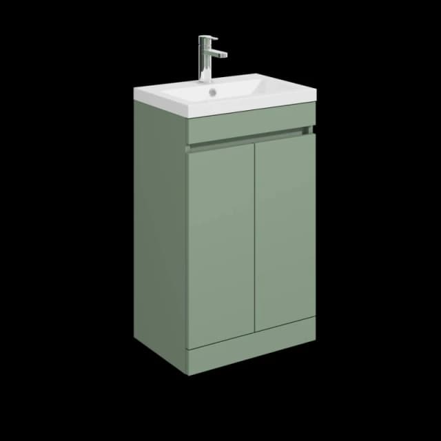 Balterley 500mm Floor Standing 2 Door Unit with Polymarble Basin - Green Green Unisex