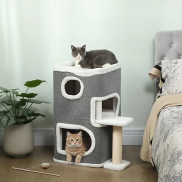 Pawhut 75cm Cat Tree Cat Condo For Indoor Cats With Scratching Post