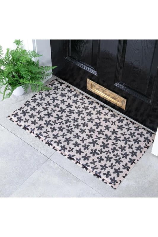 Native Natural Navy Flower Doormat (70 X 40Cm)