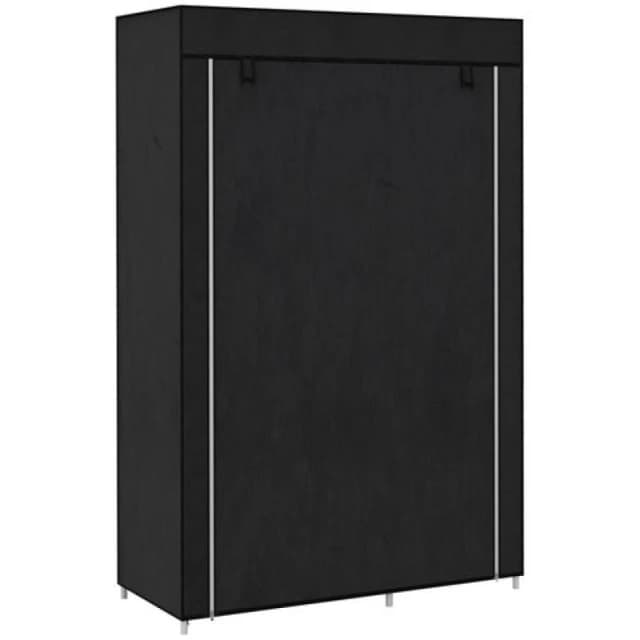 HOMCOM Fabric Wardrobe W/ Shelves Hanging Rail Foldable Closets Black 850-213V00BK