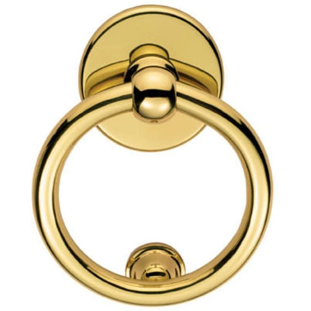 Loops Ring Door Knocker Strike Plate Included 115mm Fixing Centres Polished Brass Metallics