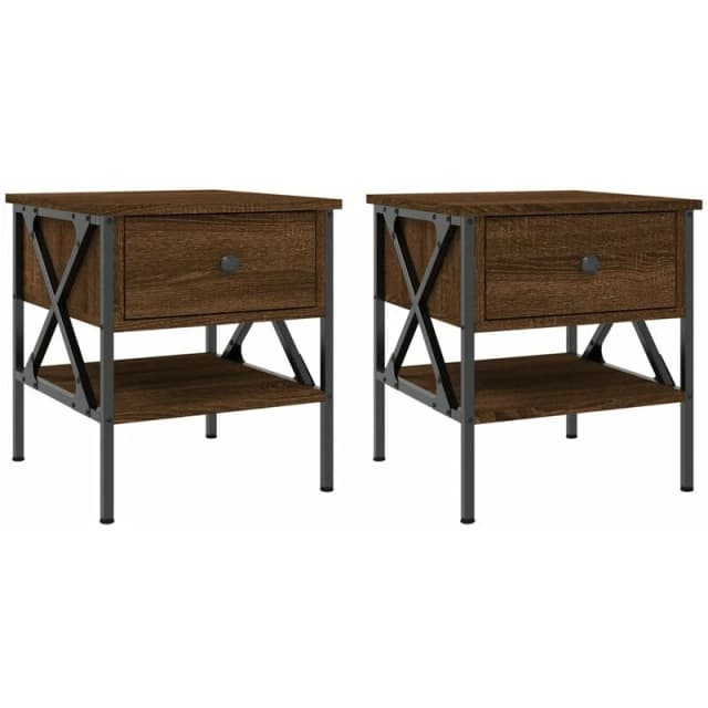 VIDAXL Bedside Tables 2 pcs Brown Oak 40x42x45cm Engineered Wood Vidaxl 8720845939212