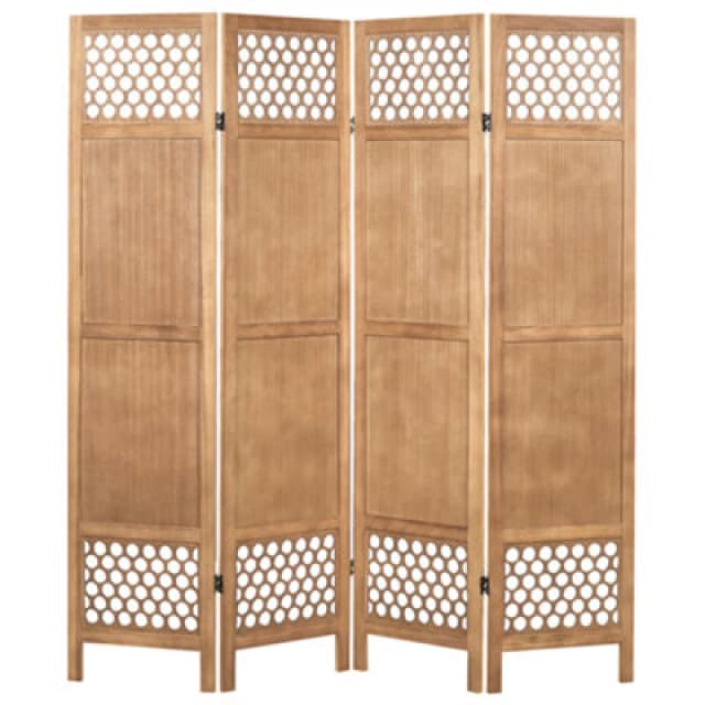 Beliani 4 Panel Room Divider Certosa Light Brown 163cm 170 Cm