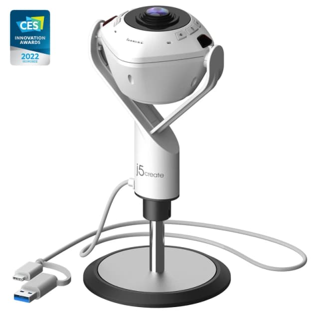 J5CREATE j5create JVU368 360 AI-Powered Webcam with Speakerphone JVU368-N