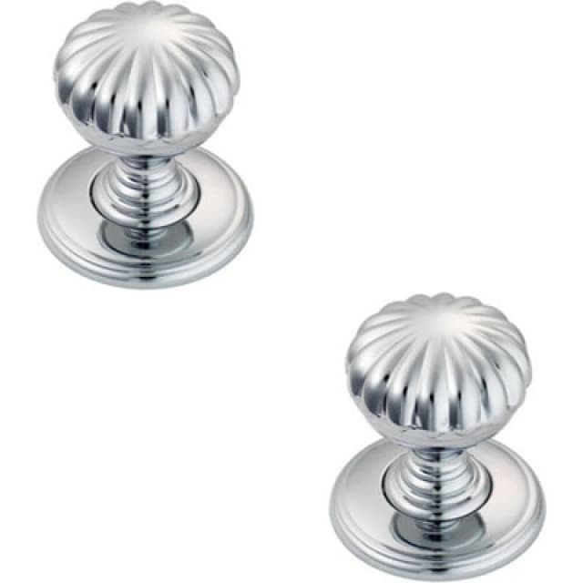 Loops 2x Flower Design Textured Cupboard Door Knob 31mm Diameter Polished Chrome Multi unisex