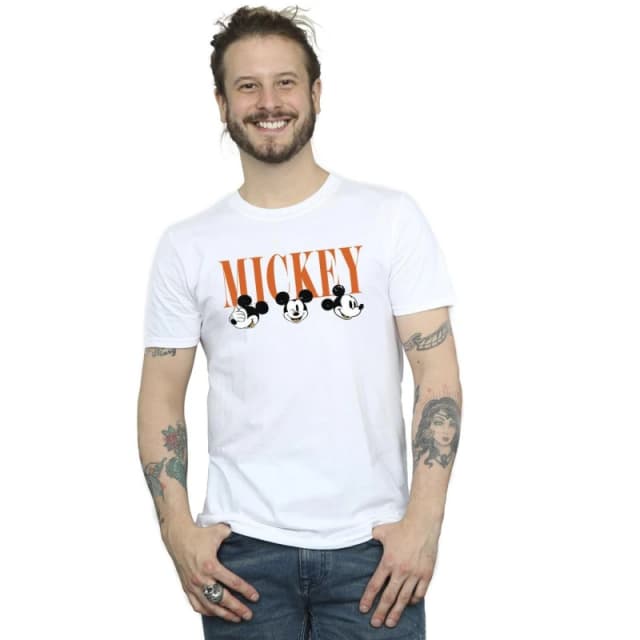 Disney Men Mickey Mouse Faces T-Shirt in White Size: Small White S Male 5063153623590