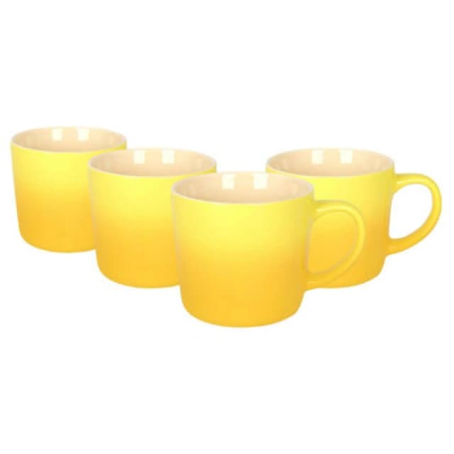 Argon Tableware New Bone China Ombre Mugs - 330Ml - Yellow - Pack Of 4
