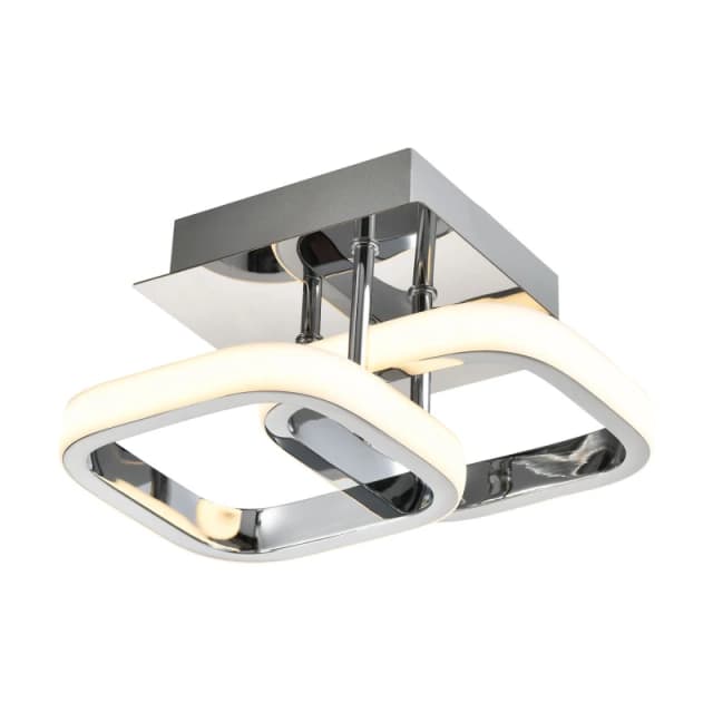 Happy Homewares Contemporary Compact Double Head LED Chrome Ceiling Light Fitting in Silver Silver Unisex
