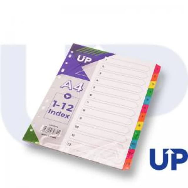 UP Index White Multicolour Tabs 1 - 12