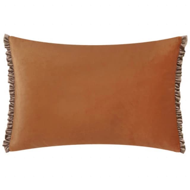 Wylder Tilly Velvet Frill Reversible Cushion in Burnt Orange Size: 40cm x 60cm Burnt Orange Unisex 40cm x 60 cm
