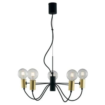 Fan Europe Lighting - Fan Europe Axon - 5 Arm Ceiling Pendant, Black, Gold, E27