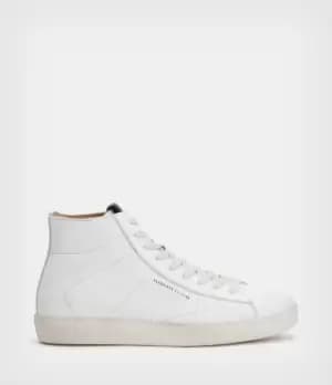 AllSaints Womens Tundy Logo Leather High Top Trainers, White, Size: UK 4/ US 7/ EU 37