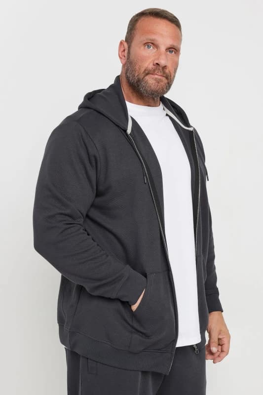BadRhino BadRhino Men Zip Through Diamond Quilted Hoodie in Grey Size: X-Large Grey 1XL Male 5063111744060