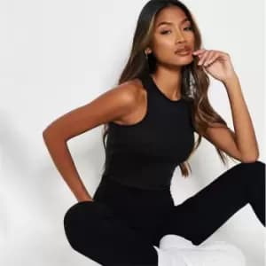 I Saw It First Rib Racer Neck Bodysuit - Black