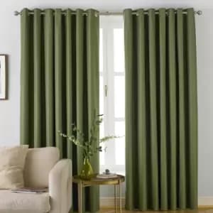 Moon Premium Thermal Blackout Eyelet Curtains Khaki, Khaki / 168 x 137cm