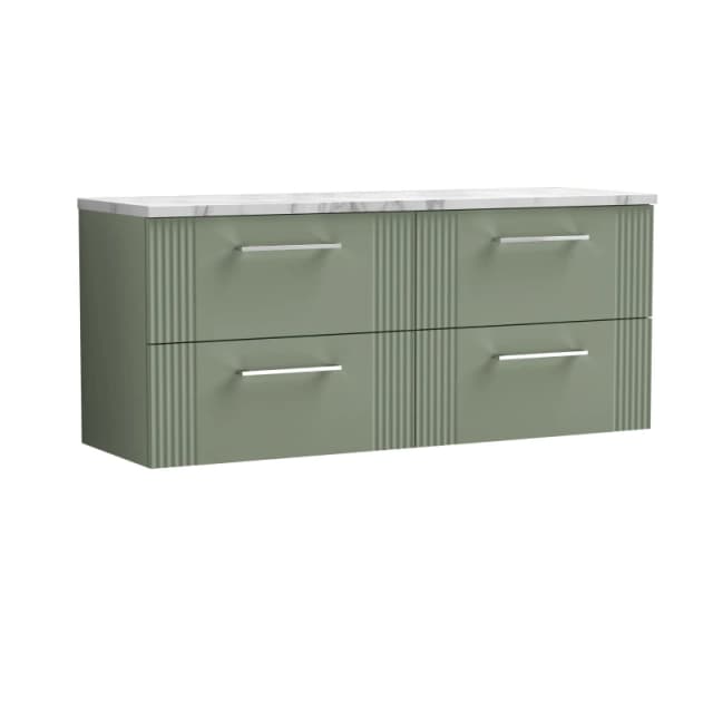 Balterley 4 Drawer Wall Hung Vanity Unit Marble Laminate Worktop, Green 1200mm Green Unisex