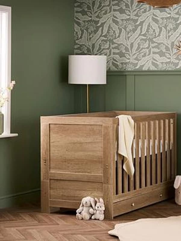 Obaby Nika Cot Bed & Under Drawer - Oak, Brown 21OB1008UD