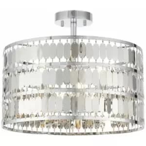 Loops - Low Ceiling Light Hex Chrome Shade Round Modern Dimmable Feature Fitting