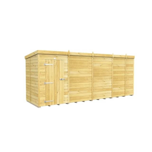 Buttercup Farm 17 x 5 Feet Pent Shed - Single Door W/O Window - L147 x W492 x H201cm in Brown Brown Unisex