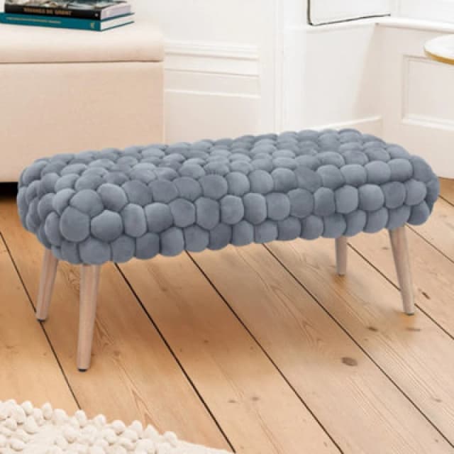 Artemis Home Cushla Bubbly Velvet Large Footstool in Grey Grey Unisex