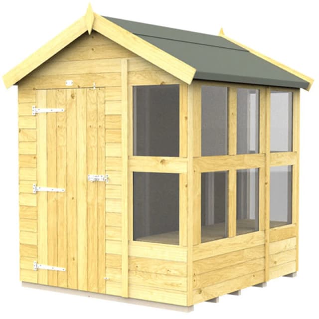 Flat Pack Sheds DIY Sheds 6 x 6 Apex Potting Shed, Brown 6X6APSFF
