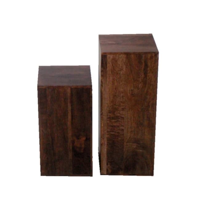 Jaipur Furniture Ltd Lamp (Set of 2) Large - Mango Wood - L24 x W24 x H60cm - Dark Finish in Brown Brown Unisex