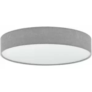 Loops - Flush Ceiling Light Colour White Shade Grey White Fabric Linen Plastic LED 40W