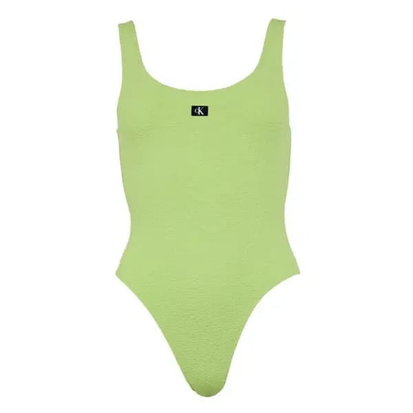 Calvin Klein Calvin Open Bk 1Pc Ld43 Scoop Neck Swimsuits 8 (XS) Green 35403415310