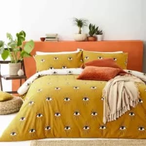 Furn. Theia Double Duvet Cover Set Cotton Ochre