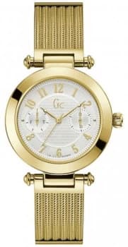 Gc Womens PrimeChic Gold Mesh Bracelet White Dial Watch