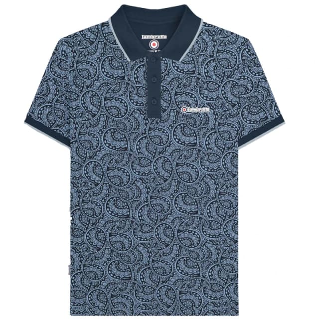 Lambretta Lambretta Men Paisley Tonal Big & Tall Polo Shirt in Dark Navy Size: 3X-Large Dark Navy XXXL Male 5063703662833