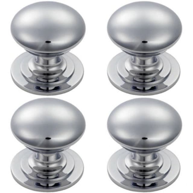 Loops 4x Victorian Round Cupboard Door Knob 25mm Dia Polished Chrome Cabinet Handle Multi unisex