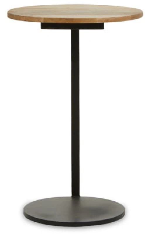 Premier Housewares Modern Side Table, Wood Top Side Table, Metal and Wood Side Table, Contemporary Side Table for Living Room Black