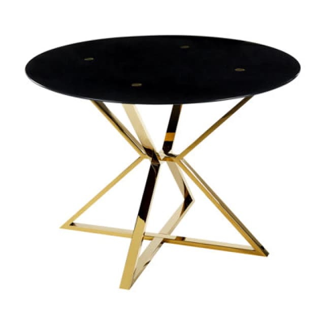 Beliani Dining Table Bosco Black 105cm 105cm Tempered Glass