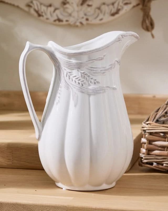 Dibor Traditional White Ceramic Table Decor Flower Jug Pitcher Size: Large White Unisex Large