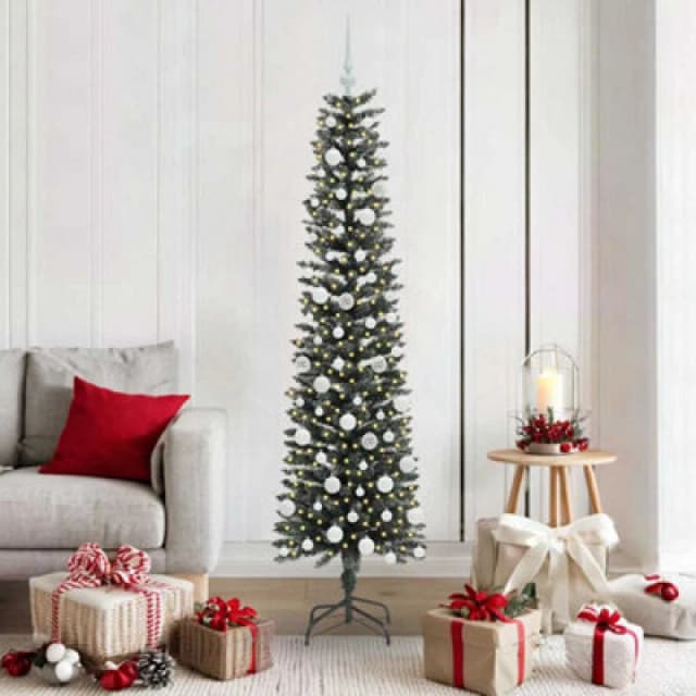 vidaXL Artificial Christmas Tree with Stand, White Balls Green 50.5 x 50.5 x 180 cm, Green 3395943