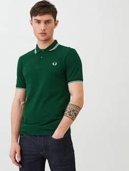 Fred Perry Twin Tipped Polo Shirt - Green/White Size M Men