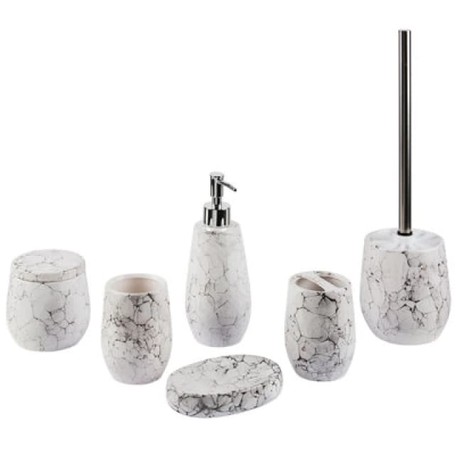 Beliani 6 Piece Bathroom Accessories Set Callela Ceramic White