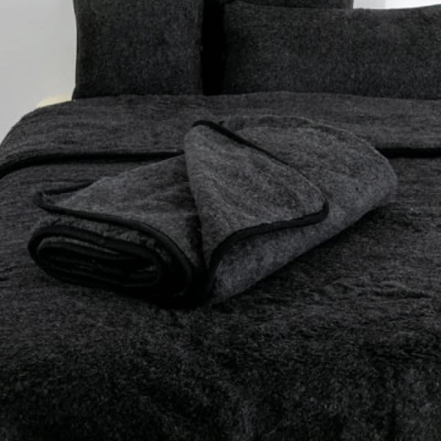 Native Natural Merino Wool Blanket 220X200 - Black