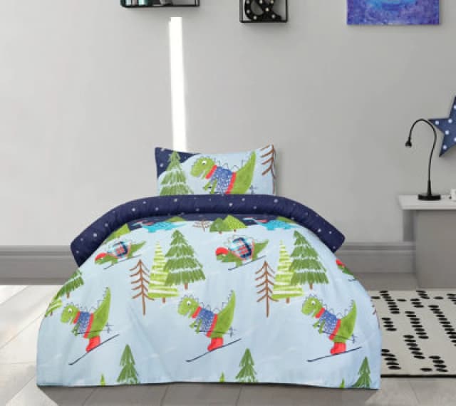 Smart Living Smart Living Fun & Cosy Kids Duvet Cover with Pillowcase & Fitted Sheet Complete Set in Blue Size: Single Blue Single Unisex 505655758