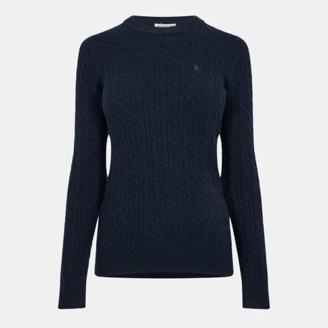 Jack Wills Jack Tinsbury Merino Wool Blend Cable Knitted Jumper Women Navy 09 female 6 (2XS)