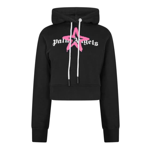 Palm Angels Womens Star Pull Over Hoodie Black Pink female 14 (L)