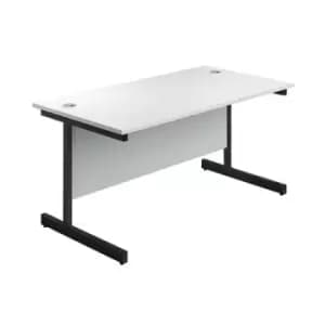 Jemini Rectangular Single Upright Cantilever Desk 1800x800x730mm White/Black KF819462