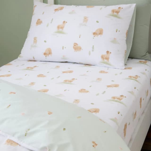 Bianca Mini Moo Cow Cotton Single Fitted Sheet White
