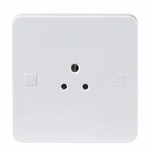 KnightsBridge Pure 9mm 5A White Round Pin 1G Single 230V Unswitched Socket