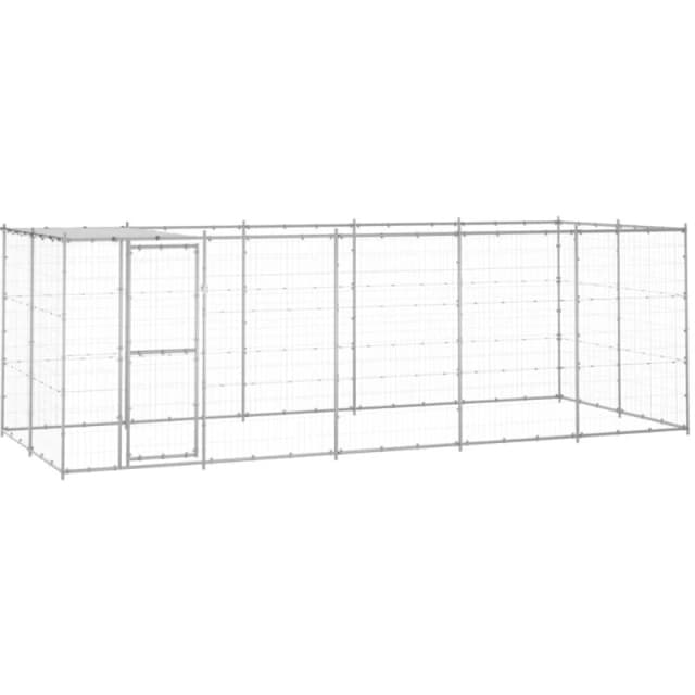 VIDAXL Outdoor Dog Kennel Galvanised Steel with Roof 12.1 m² vidaXL 8720286665787