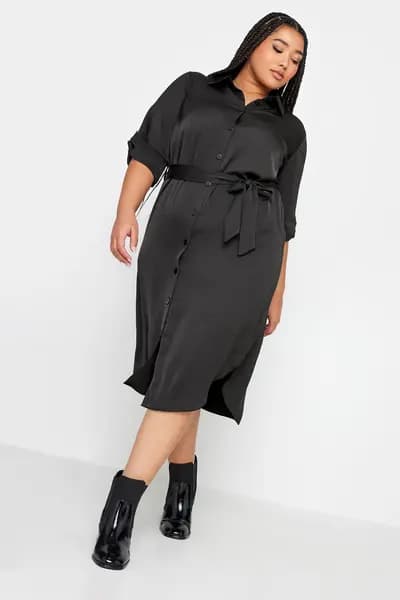 Yours Midi Shirt Dress Black