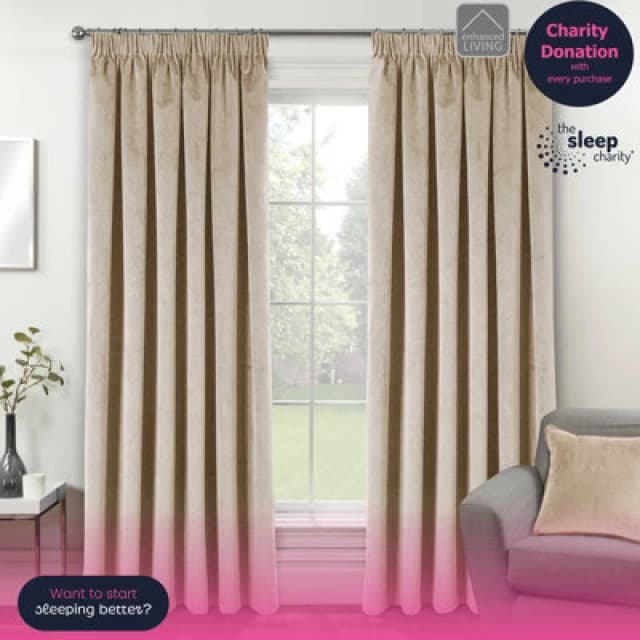 Enhanced Living Velvet, Supersoft, 100% Blackout, Thermal Pair of Curtains with Tape Top Cream