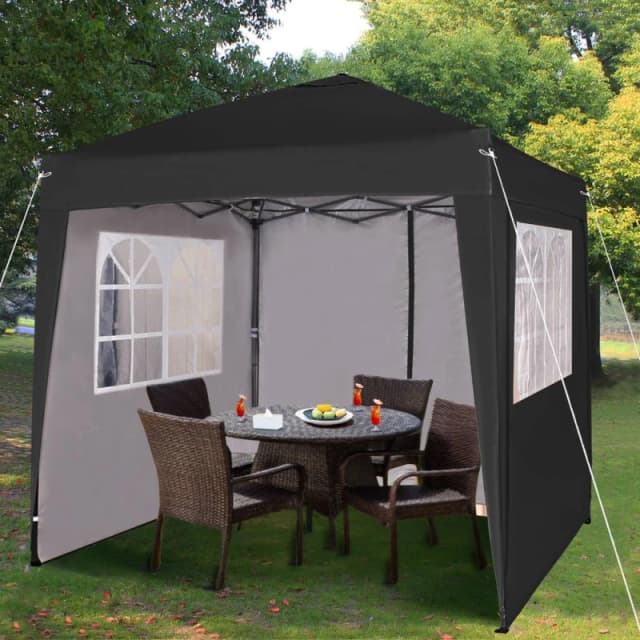 MCC Direct 2X2m Pop up Gazebo with Removable Sides and Storage Bag Black